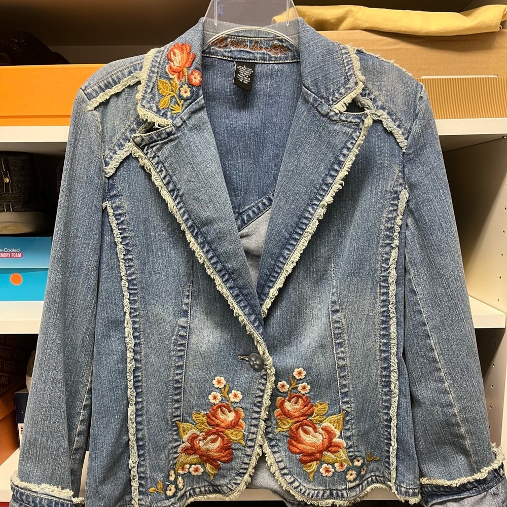 Embroidered Denim Blazer